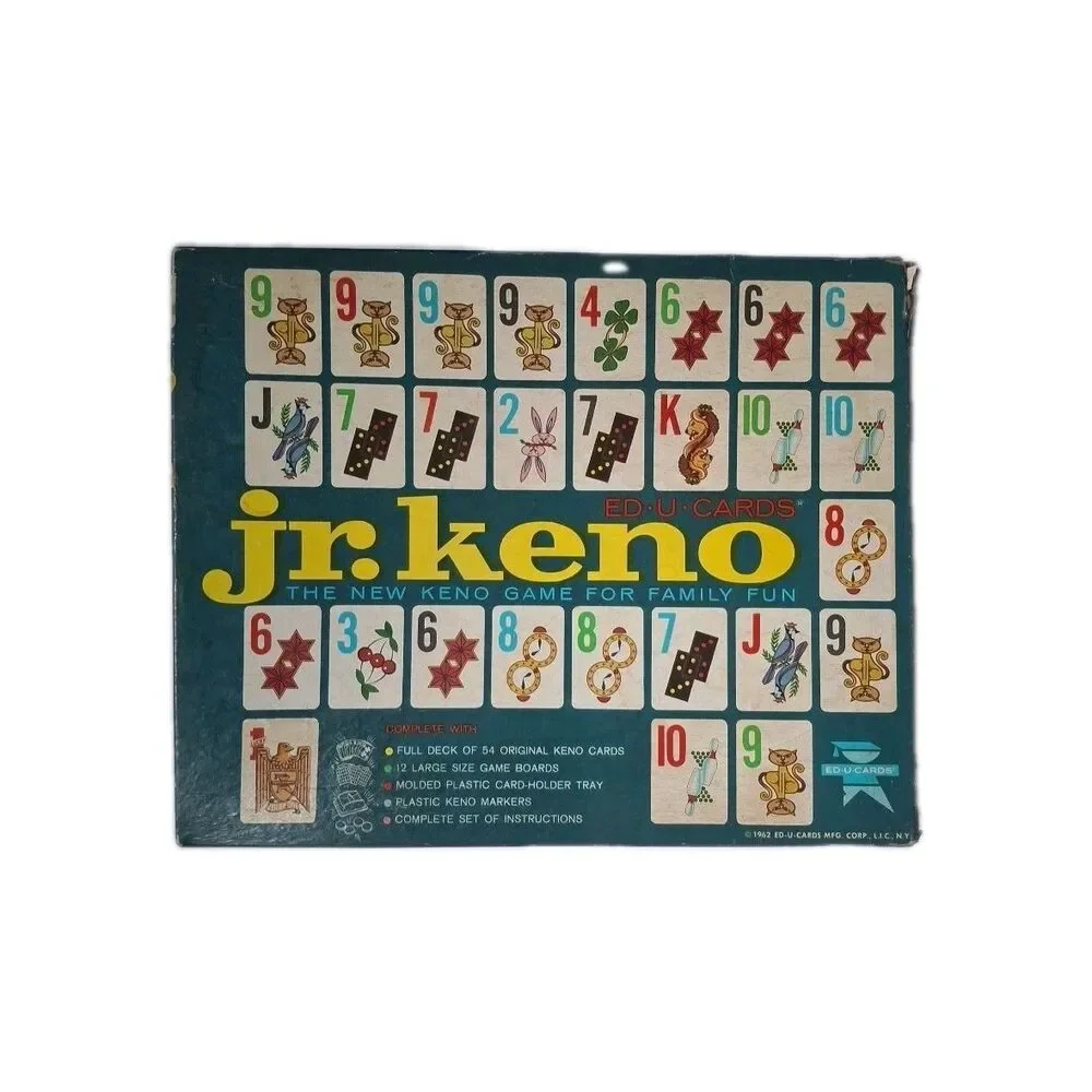 JR. KENO ED-U-CARDS Board Game 1962 Complete Nice Condition
